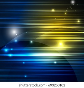 Glühende futuristische Linien im dunklen Raum mit Sternenkonzept. Energietechnologie-Idee