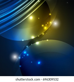 Glowing futuristic lines in the dark space with stars concept. Energy technology idea
