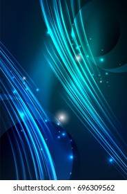 Glowing futuristic lines in the dark space with stars concept. Energy technology idea