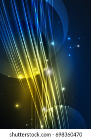 Glowing futuristic lines in the dark space with stars concept. Energy technology idea