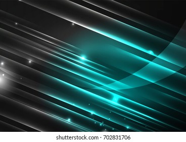 Glowing futuristic lines in the dark space with stars concept. Energy technology idea