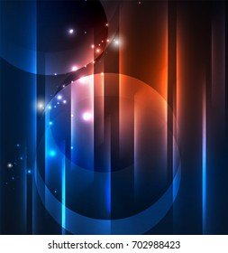 Glowing futuristic lines in the dark space with stars concept. Energy technology idea