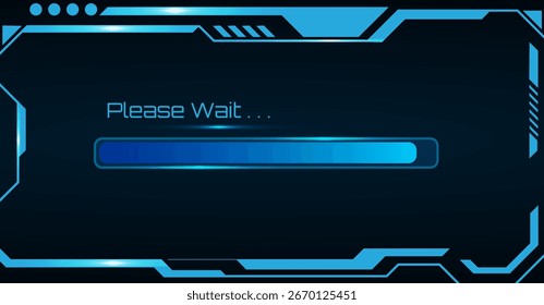 Tela de carregamento futurista brilhante com painel de HUD de alta tecnologia