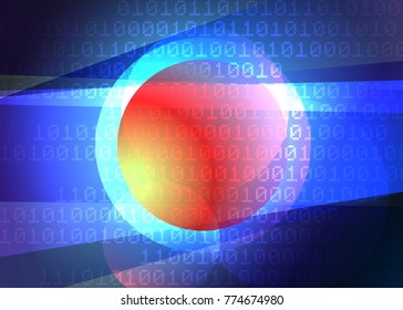 Glowing futuristic tech themed background with binary code