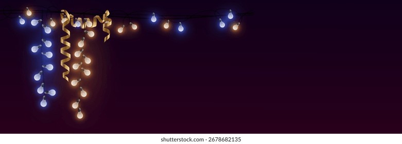 Glowing garland of light bulbs. Vector illustration