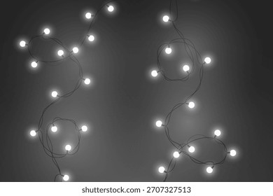 Glândulas brilhantes. Lâmpadas brilhantes e uma sutil névoa brilhante criam desenhos festivos e cenários elegantes.