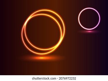 Glowing geometric elements On Dark Backdrop. Neon cyberpunk background