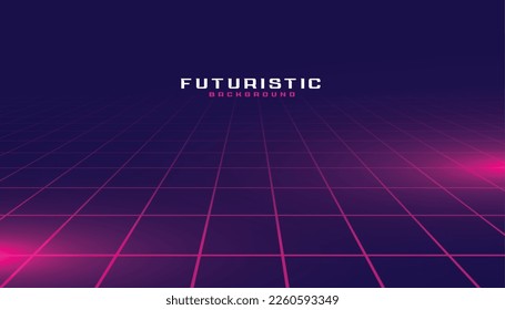 leuchtende geometrische Rasterlinien, Perspektivhintergrund, Vektorgrafik 