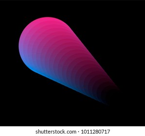 Glowing geometric shape, neon circle in motion on dark background.