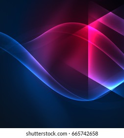 Glowing geometric shapes in dark space background