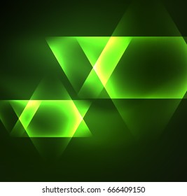 Glowing geometric shapes in dark space background