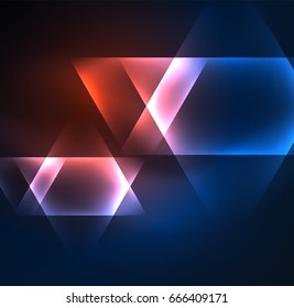 Glühende geometrische Formen auf dunklem Hintergrund