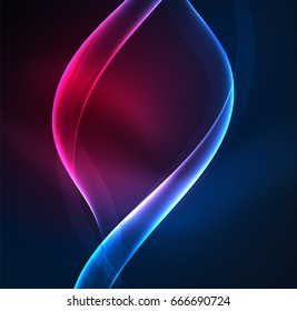 Glowing geometric shapes in dark space background