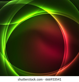 Glowing geometric shapes in dark space background