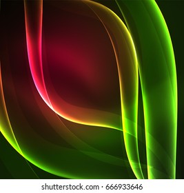 Glowing geometric shapes in dark space background
