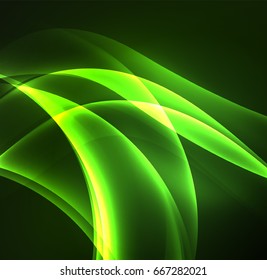 Glowing geometric shapes in dark space background
