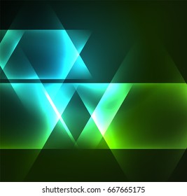 Glühende geometrische Formen auf dunklem Hintergrund