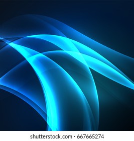 Glowing geometric shapes in dark space background