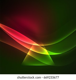 Glowing geometric shapes in dark space background