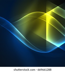 Glowing geometric shapes in dark space background