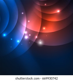 Glowing geometric shapes in dark space background