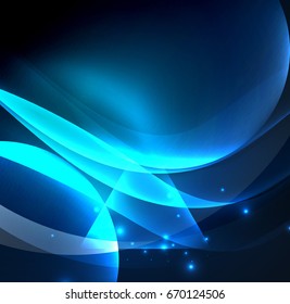 Glowing geometric shapes in dark space background