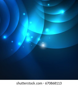 Glowing geometric shapes in dark space background