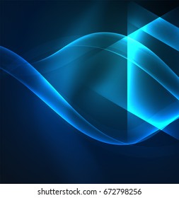 Glowing geometric shapes in dark space background