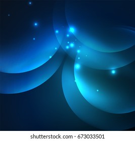 Glowing geometric shapes in dark space background