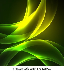 Glowing geometric shapes in dark space background