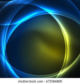 Glowing geometric shapes in dark space background