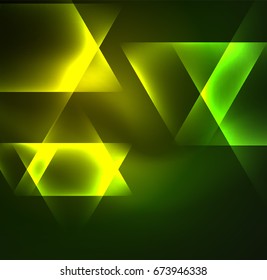 Glowing geometric shapes in dark space background