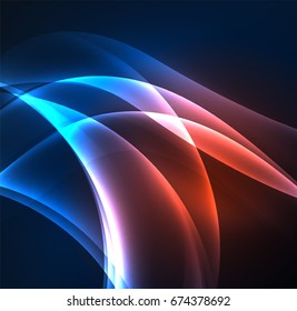 Glowing geometric shapes in dark space background