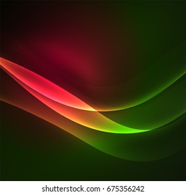 Glowing geometric shapes in dark space background