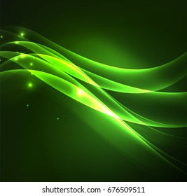 Glowing geometric shapes in dark space background
