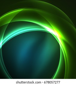 Glowing geometric shapes in dark space background