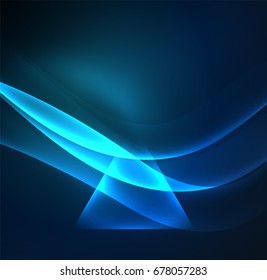 Glowing geometric shapes in dark space background