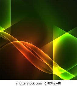 Glowing geometric shapes in dark space background