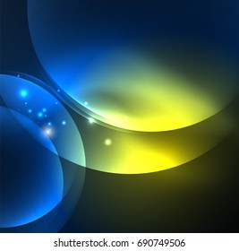 Glowing geometric shapes in dark space background