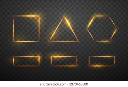 Glowing geometric shapes on dark transparent background
