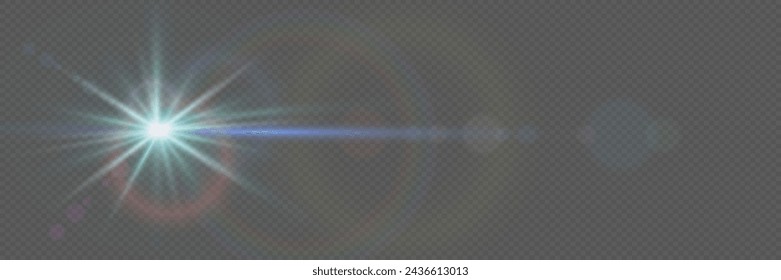 Glowing glare of light. Lens flare, star light effect.