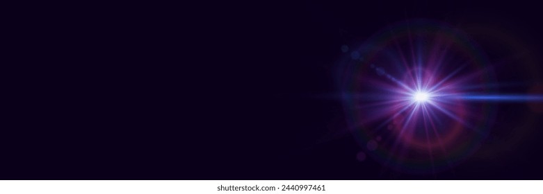 Glowing glare of light. Lens flare, star light effect.