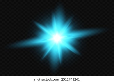 Glowing glare of a star on a transparent background.Light effect.Vector.