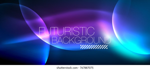 Glowing glass circles, geometric shiny futuristic background, vector techno design