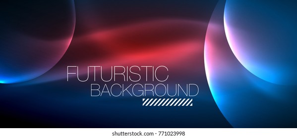 Glowing glass circles, geometric shiny futuristic background, vector techno design