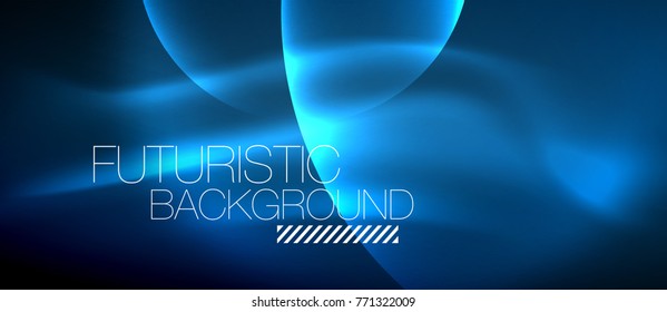Glowing glass circles, geometric shiny futuristic background, vector techno design, blue color