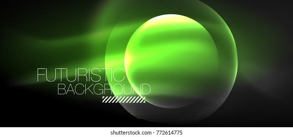 Glowing glass circles, geometric shiny futuristic background, vector techno design