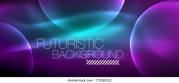 Glowing glass circles, geometric shiny futuristic background, vector techno design