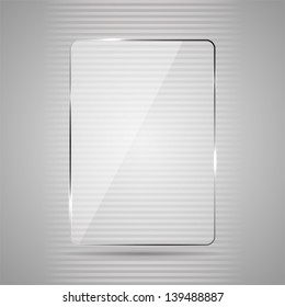 Glowing glass panel on a gray background, illustration.