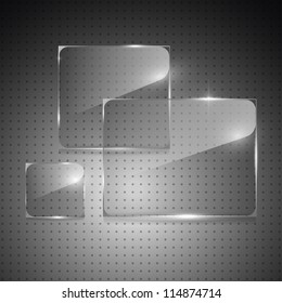 Glowing Glass Panels On A Metal Background. Vector.